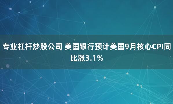 专业杠杆炒股公司 美国银行预计美国9月核心CPI同比涨3.1%